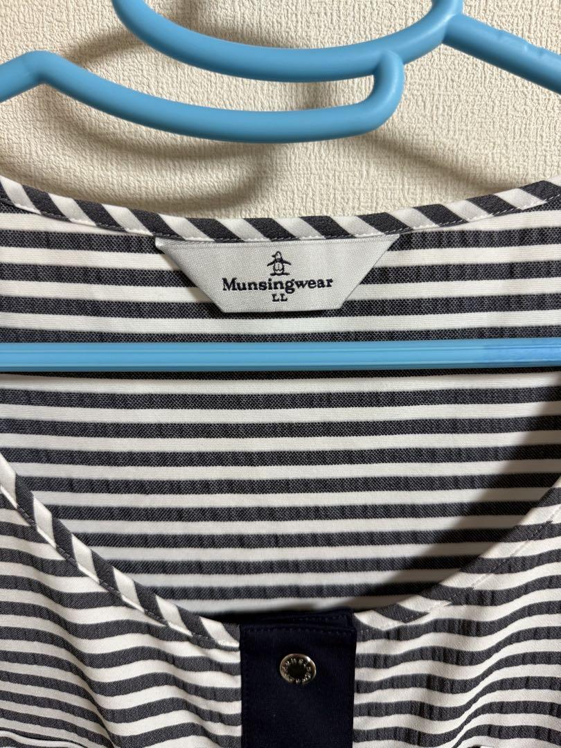Munsingwear ストライプ ノースリーブワンピース LL