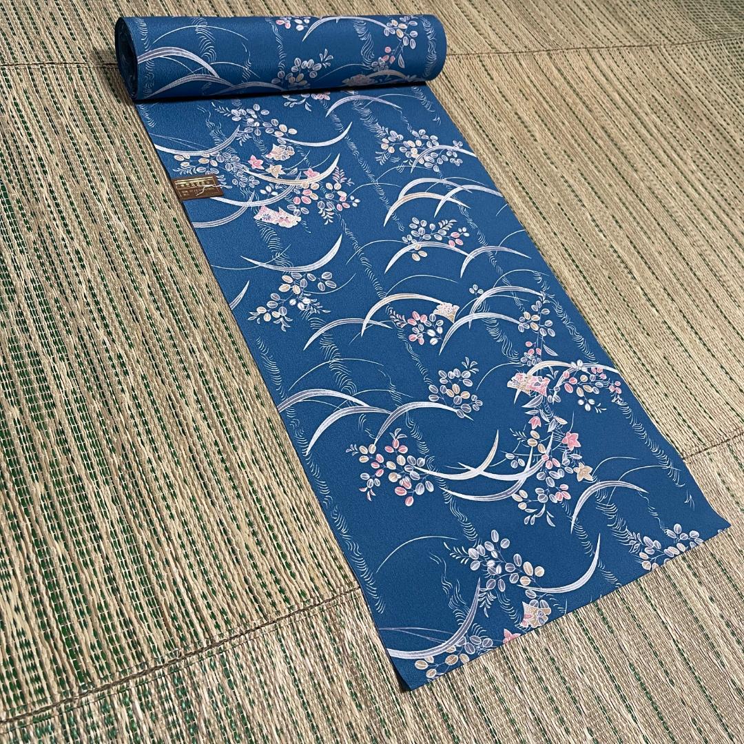 【新品未使用】染小紋＜D-KT6279・丸洗い可能・防電加工済＞着尺　化繊　反物