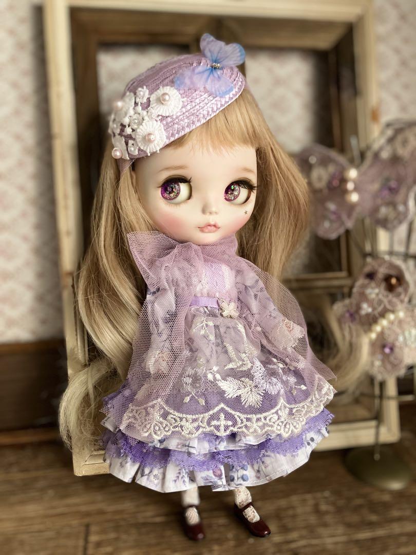 〈ブライスアウトフィット〉蝶々飾りヘッドアクセサリー♪お洋服セット