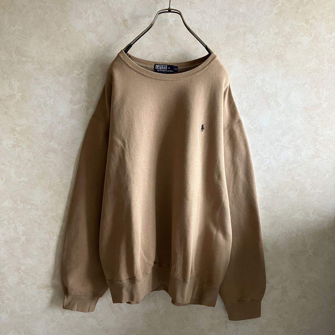 90s 古着 ラルフローレン 裏地フリース スウェット ベージュ XL