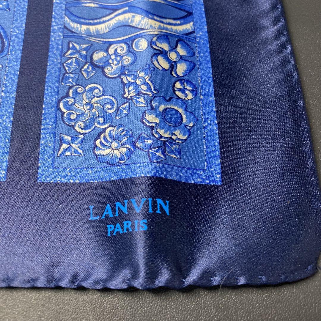 【未使用】　LANVIN ランバン　ネクタイ　ハンカチセット　ネイビー　総柄
