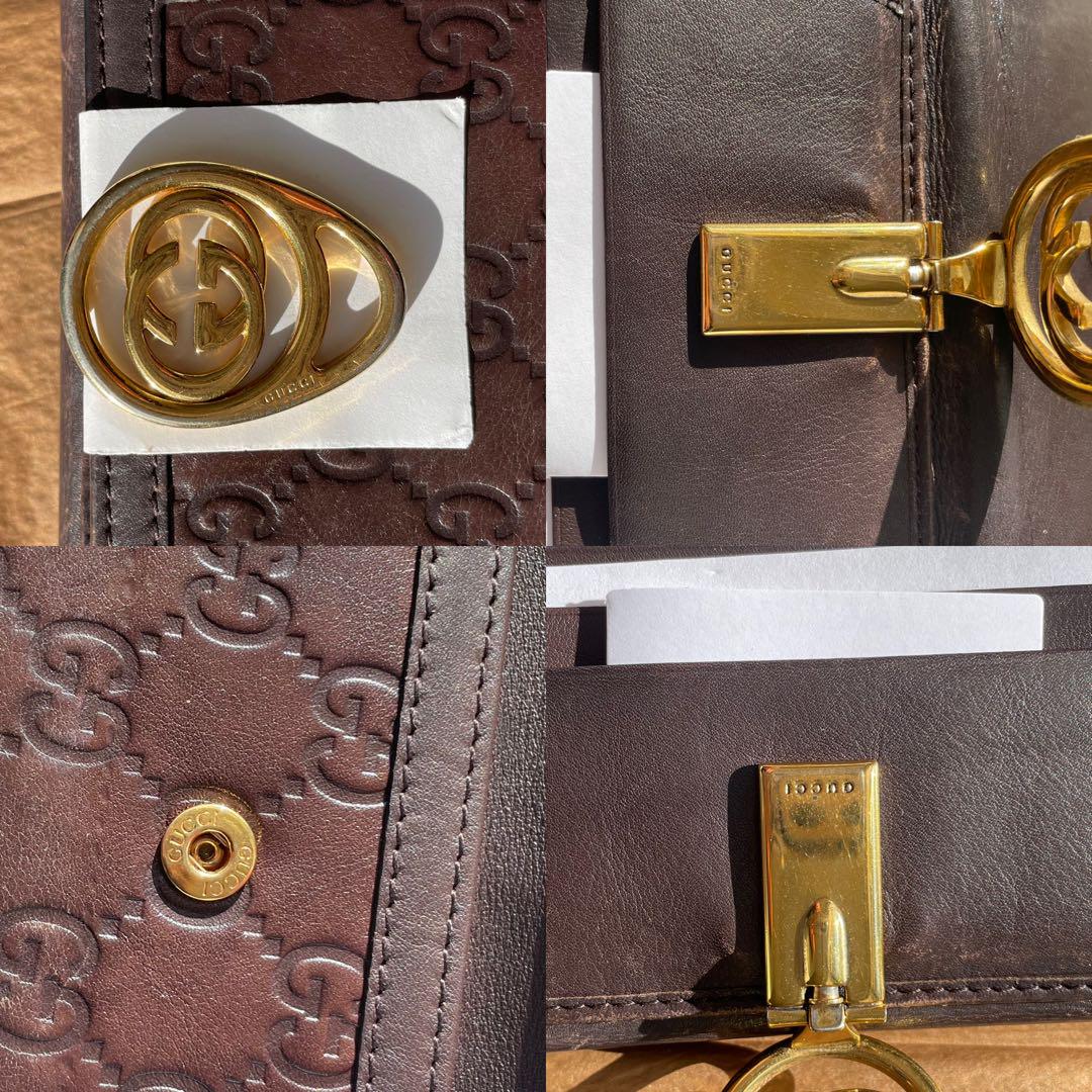 GUCCI ブラウン GGパターン 二つ折り財布