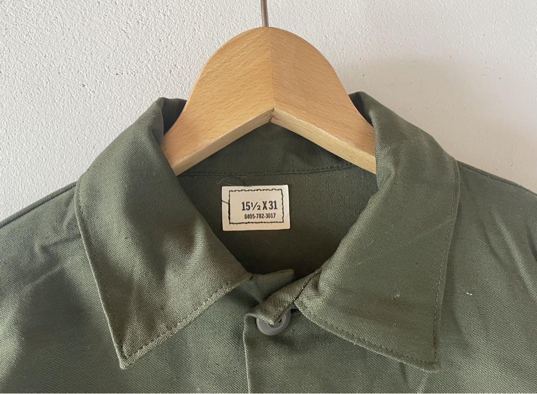 DEAD未使用◎70s 米軍実物 OG107 Utiシャツ 15.1/2-31◎