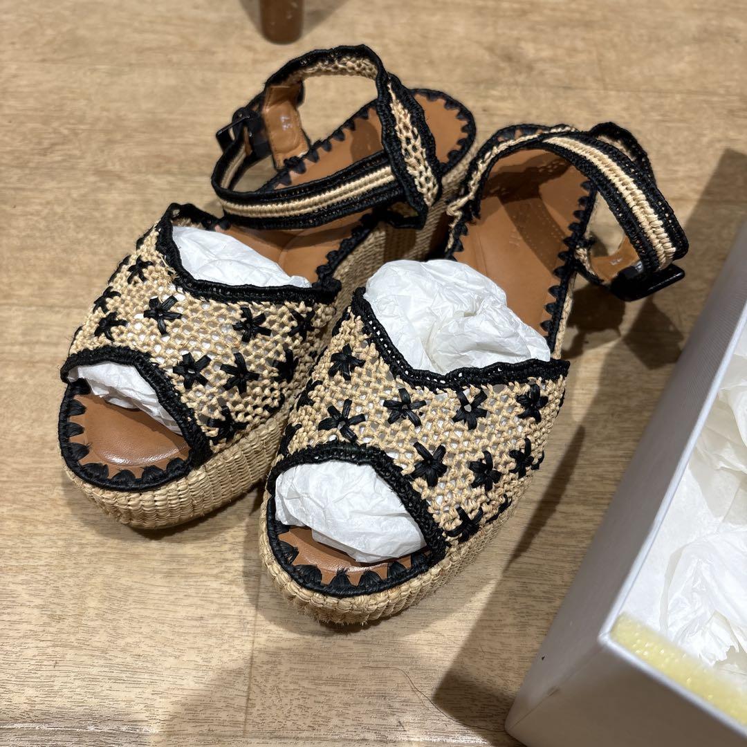 ラフィアサンダル Robert Clergerie 36 専用箱付き　美品 ロベールクレジュリー ラフィア サンダル 37 - メルカリ