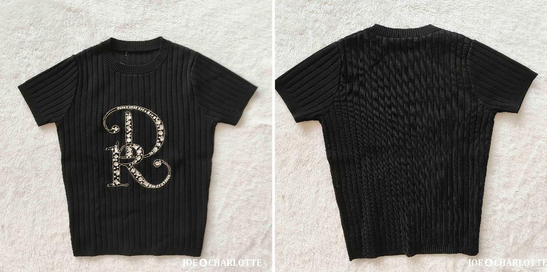 ダーリッチ darich DRビジューリブニットトップス ブラック BLK