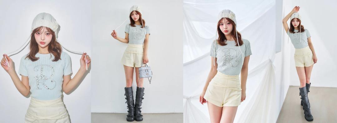 ダーリッチ darich DRビジューリブニットトップス ブラック BLK