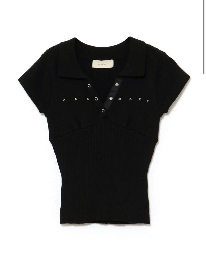 トップス andmary Lindsay logo tops black