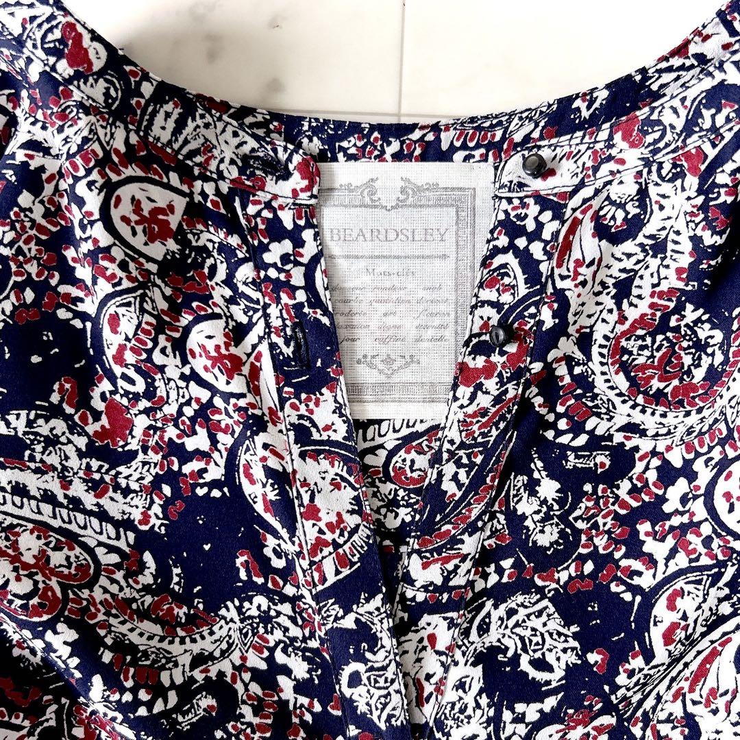 人気特価 ビアズリー 美品 BEARDSLEY ウエストベルト ペイズリー ワンピース