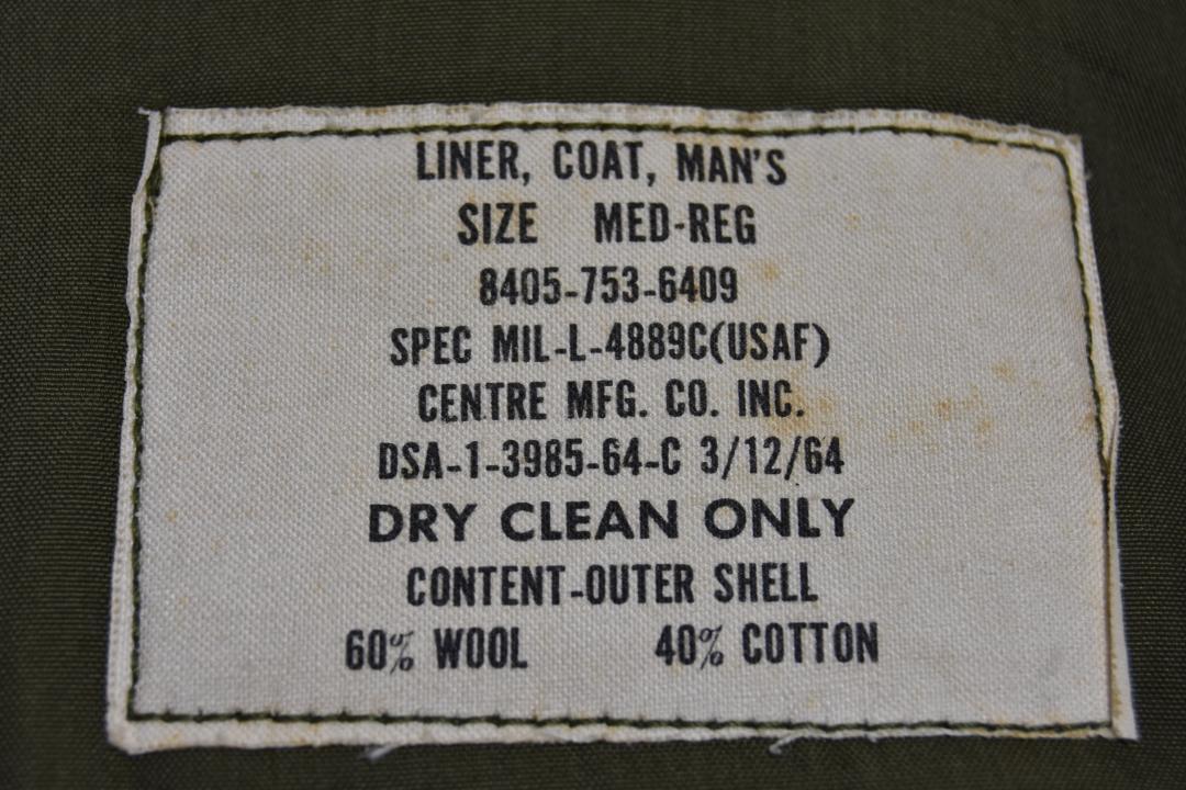 60’ｓ米軍 キャトル ライナー 実物 USA製 15633 支給品 65 MA