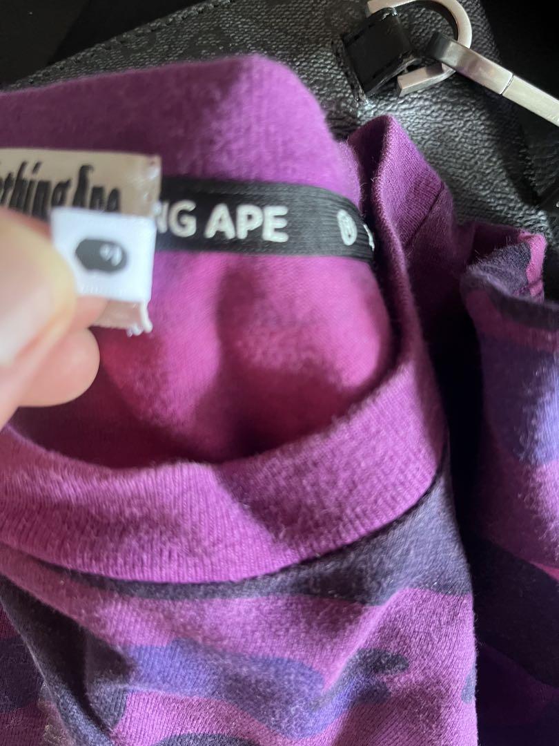 A Bathing Ape 長袖 L 紫カモ　シャーク