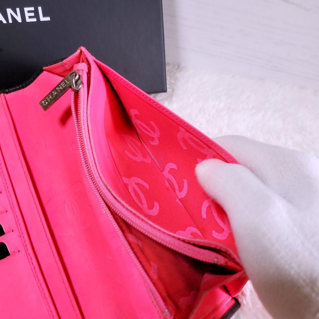 CHANEL✨ シャネル 二つ折り 財布 カンボンライン ココマーク ピンク 黒