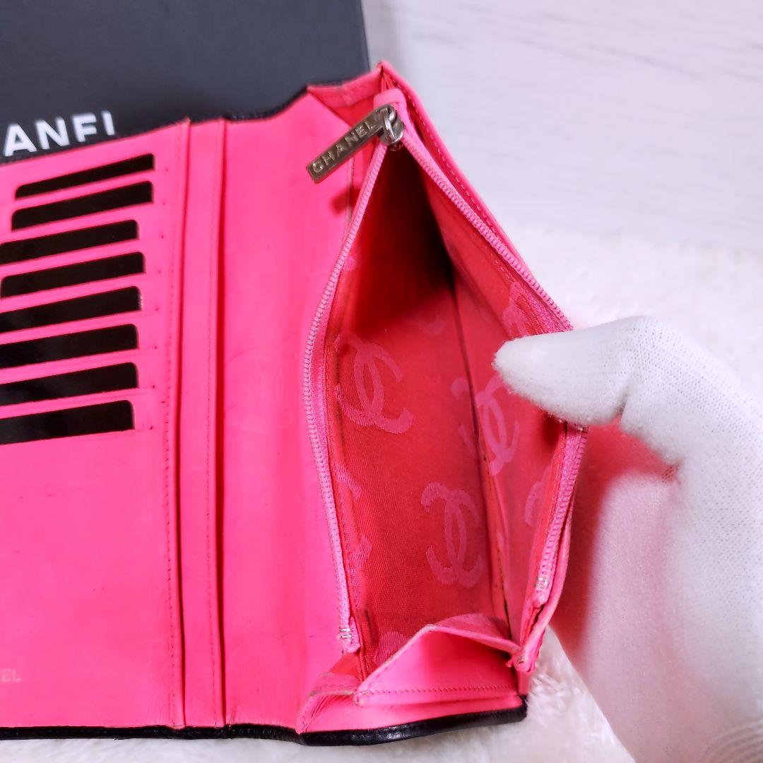 CHANEL✨ シャネル 二つ折り 財布 カンボンライン ココマーク ピンク 黒