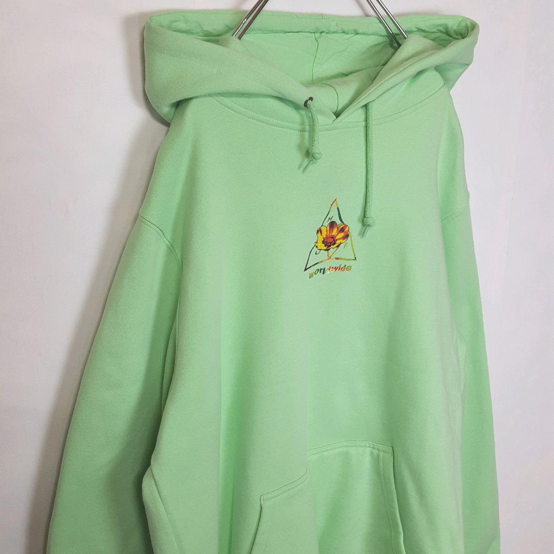 アースカラー 古着 緑 裏起毛 XL bvKNx-m22314377496 黄金サイズ HUF トライアングルロゴ 在庫人気