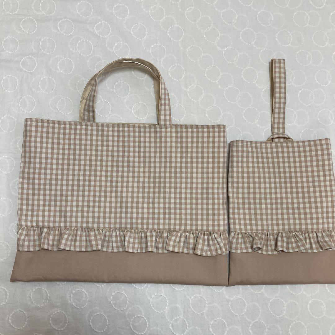 Amazon.co.jp: レッスンバッグ5setフリルチェック柄ハンドメイド