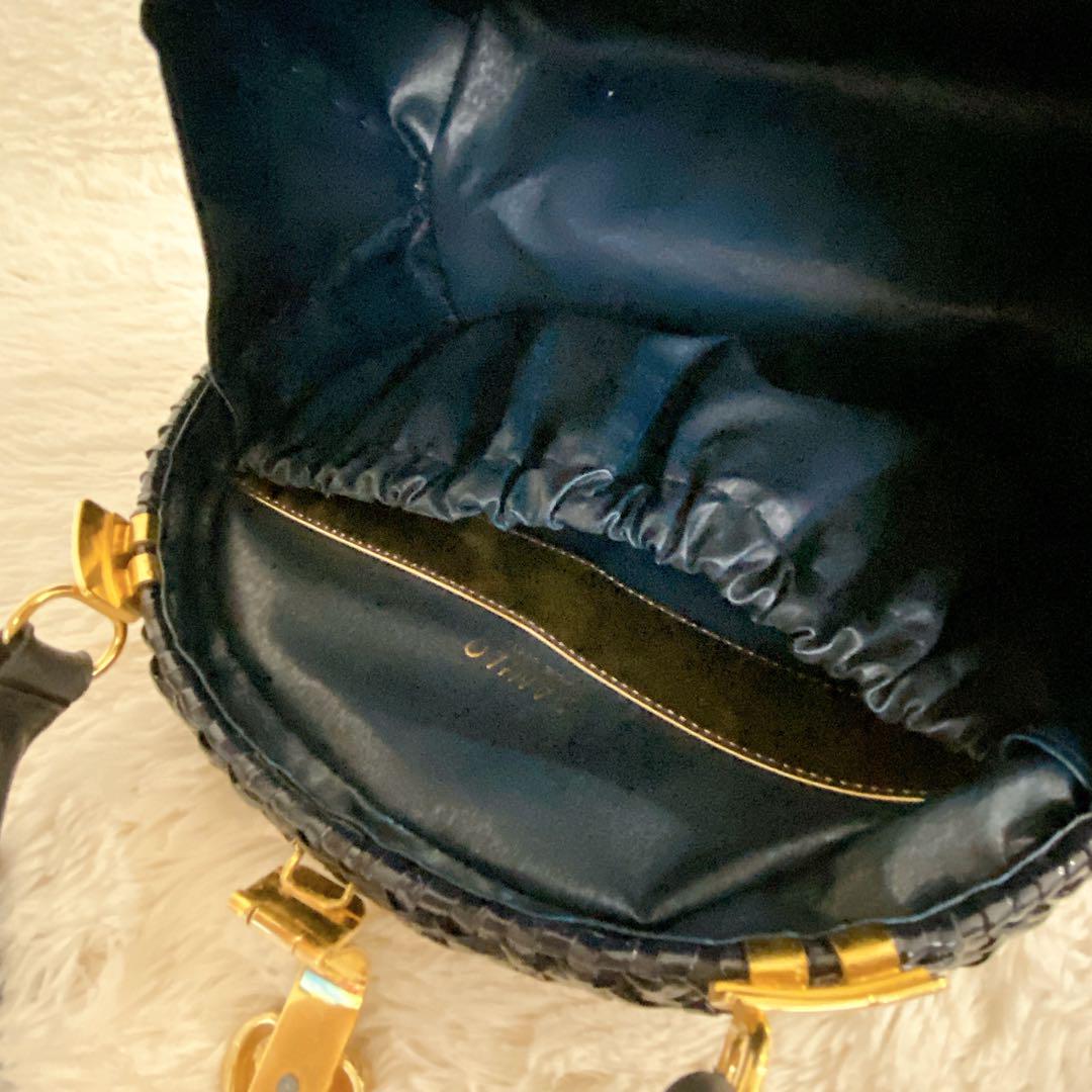 希少♡イタリア製　ヴィンテージ　カゴバッグ　ハート金具　金　鞄　ハンドバッグ