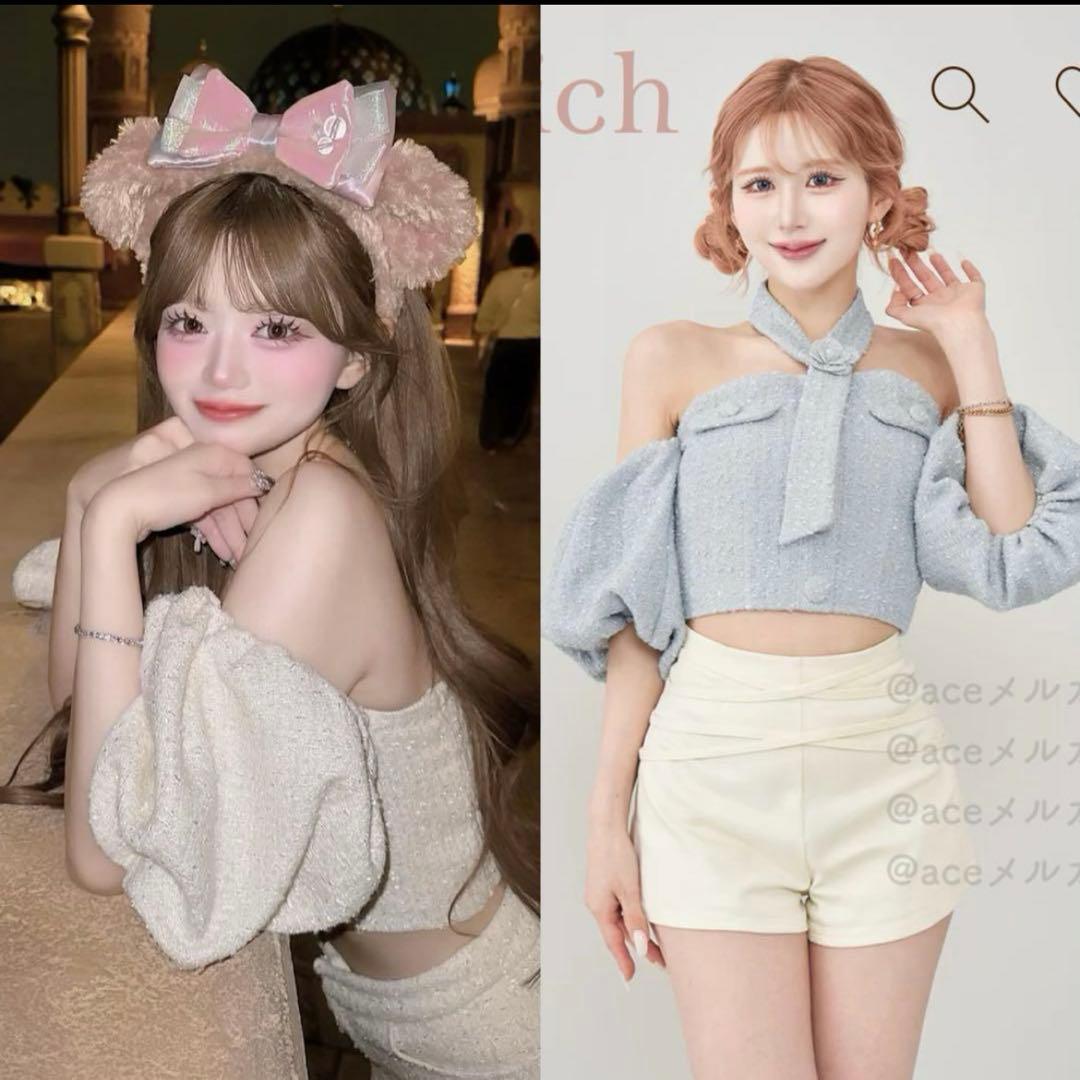 SAX♡ホルターネックオフショルツイードトップス darich 新品