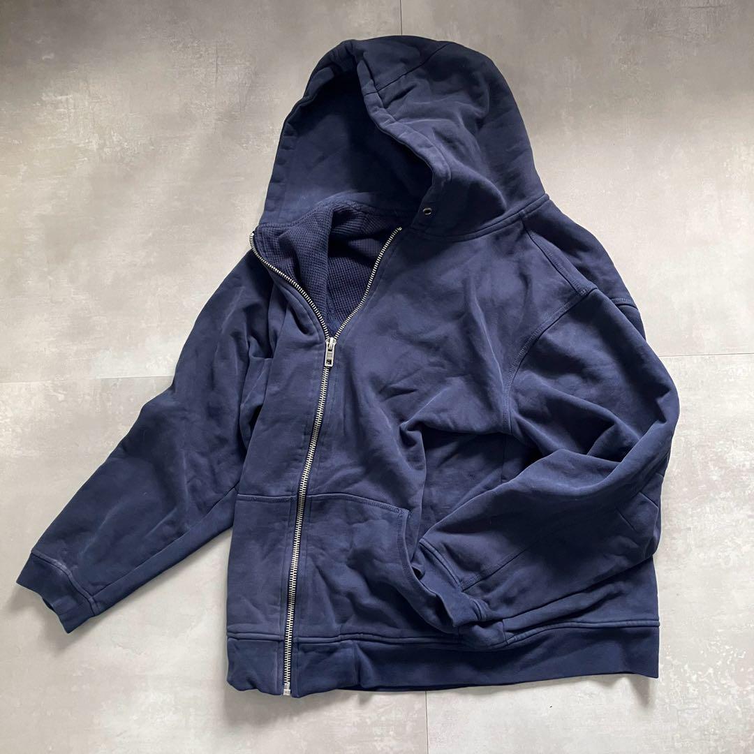 90s vintage パーカー　ネイビー　紺色　ダブルフェイス　ジップアップ