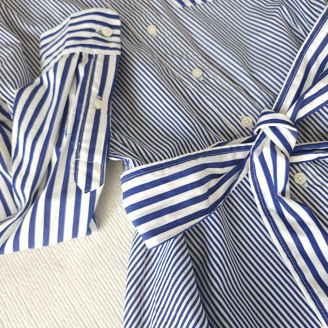 LAUREN RALPH LAURENストライプシャツフレアーワンピースネイビー