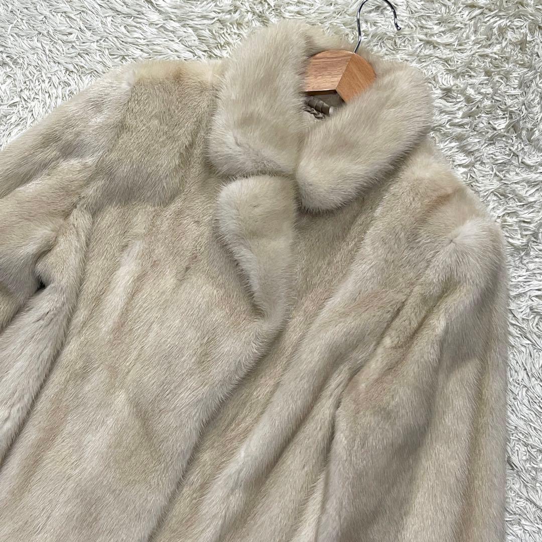 ホワイトミンク ジョセフィーヌ リアルファーコート 本毛皮 9号 M相当