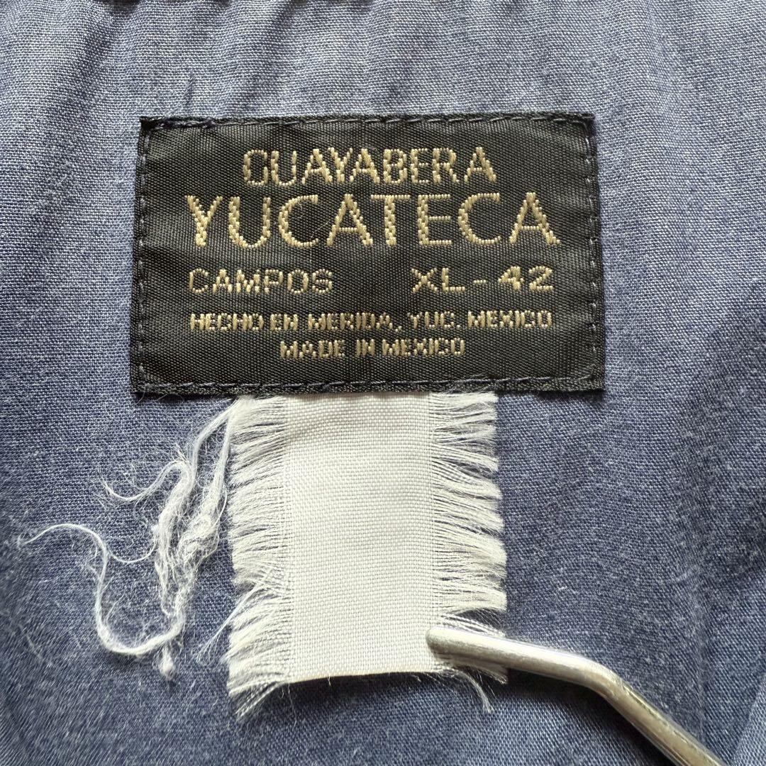 80s 90s YUCATECA フェードネイビー 半袖キューバシャツ