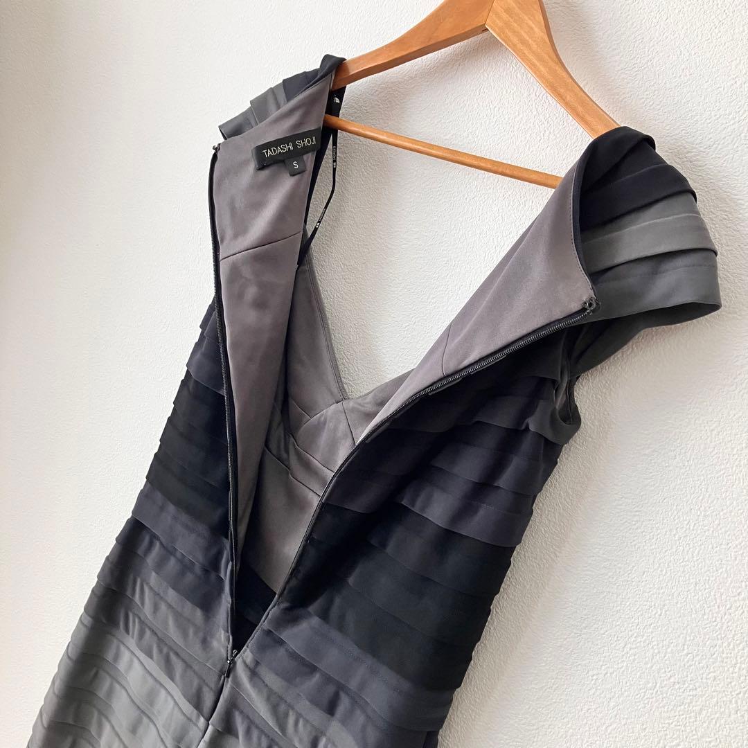 タダシショージ 美シルエット グラデーション ストレッチ ドレス ワンピース