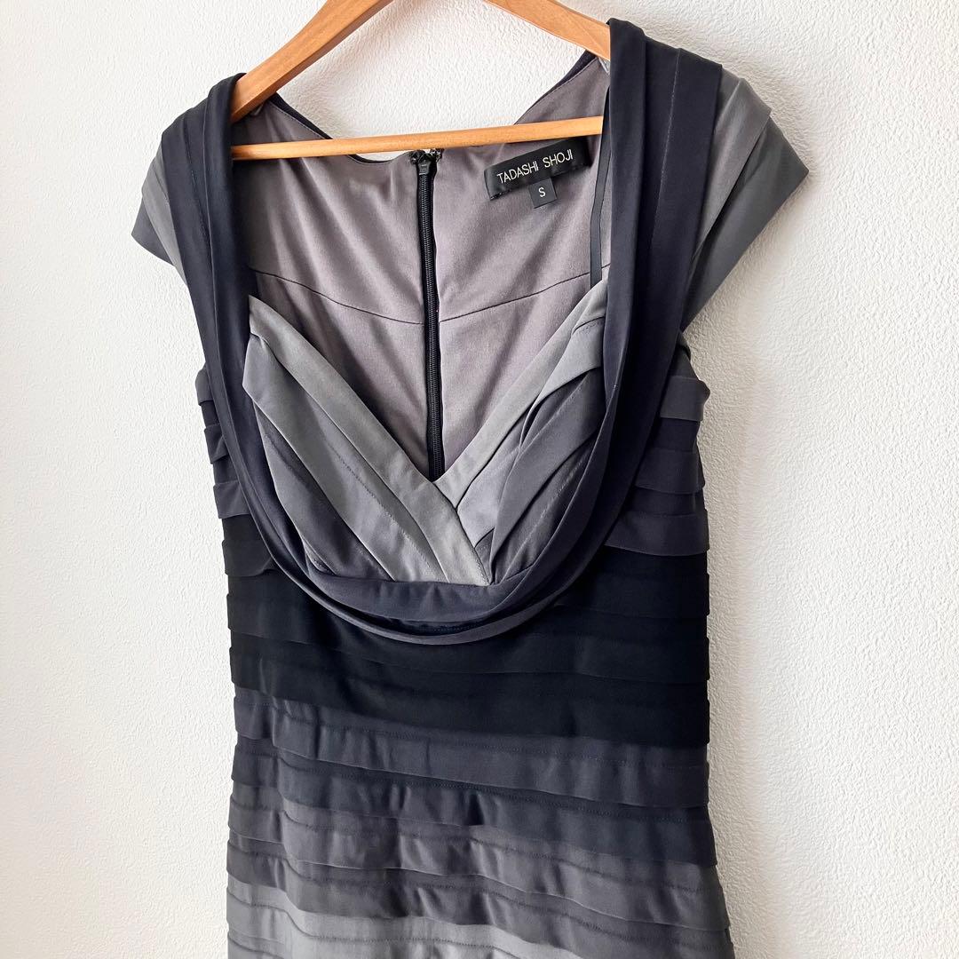 タダシショージ 美シルエット グラデーション ストレッチ ドレス ワンピース