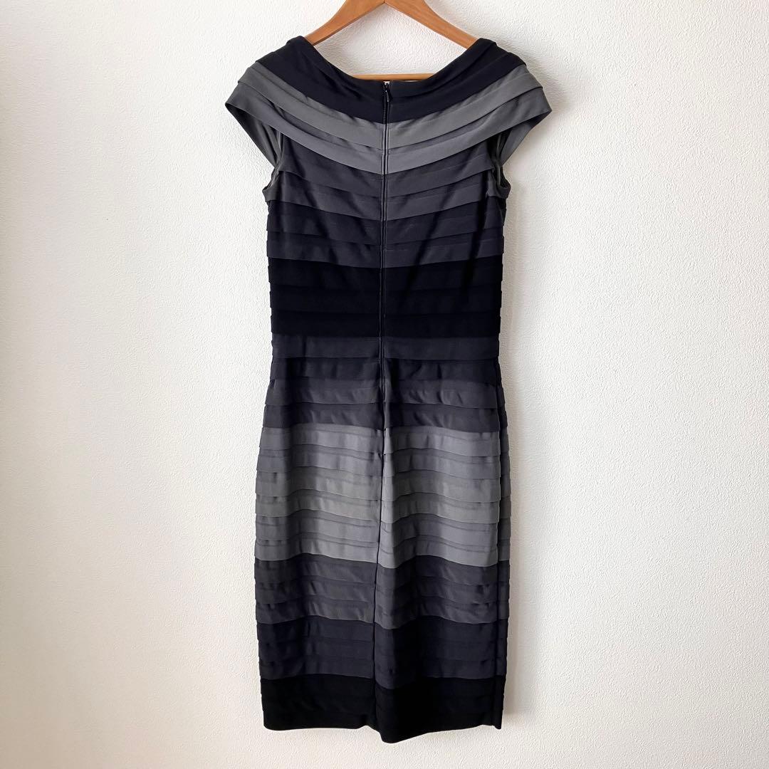 タダシショージ 美シルエット グラデーション ストレッチ ドレス ワンピース