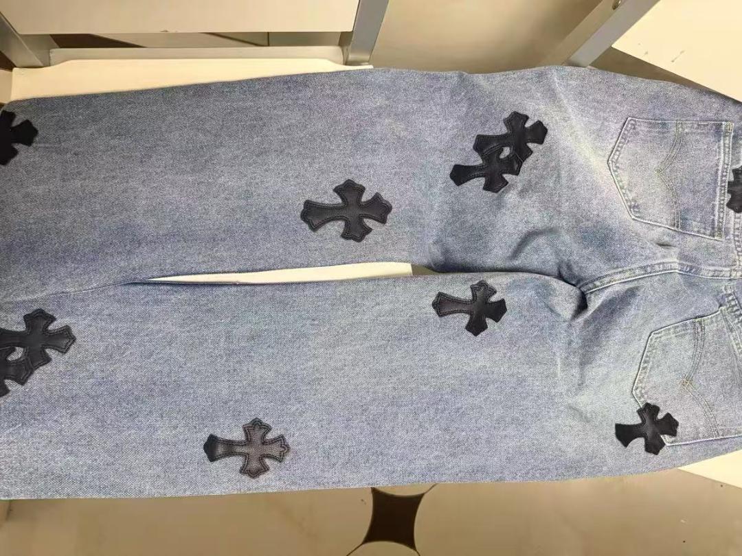 特別セーフ クロス刺繍デニムパンツライトブルー メルカリ - パンツ