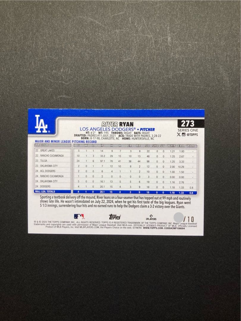 Topps MLB TOKYO SERIES リバー・ライアン 村上隆 10シリ