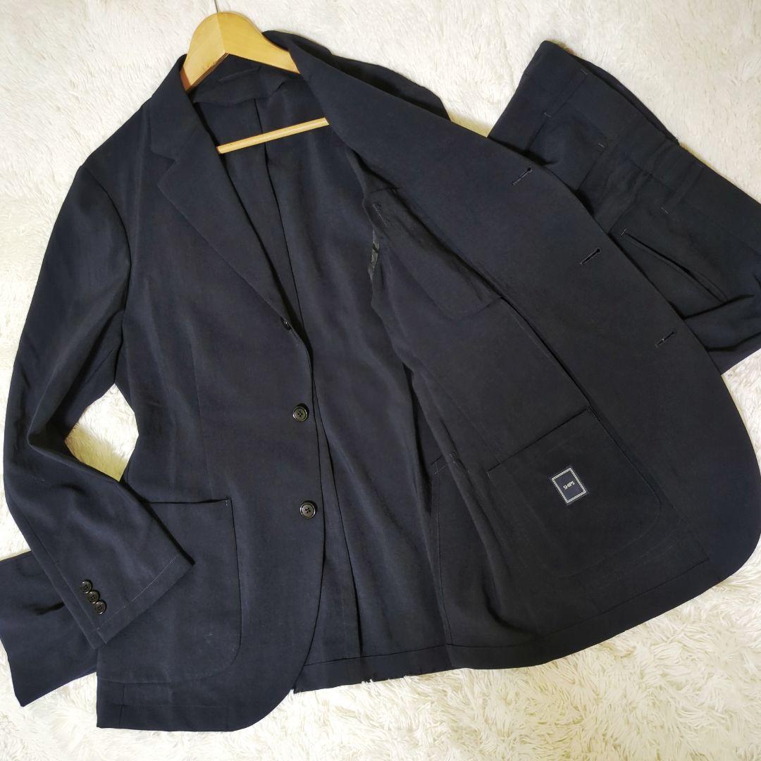 【希少XL 現行 洗える】SHIPS ストレッチ トラベル スーツ ネイビー