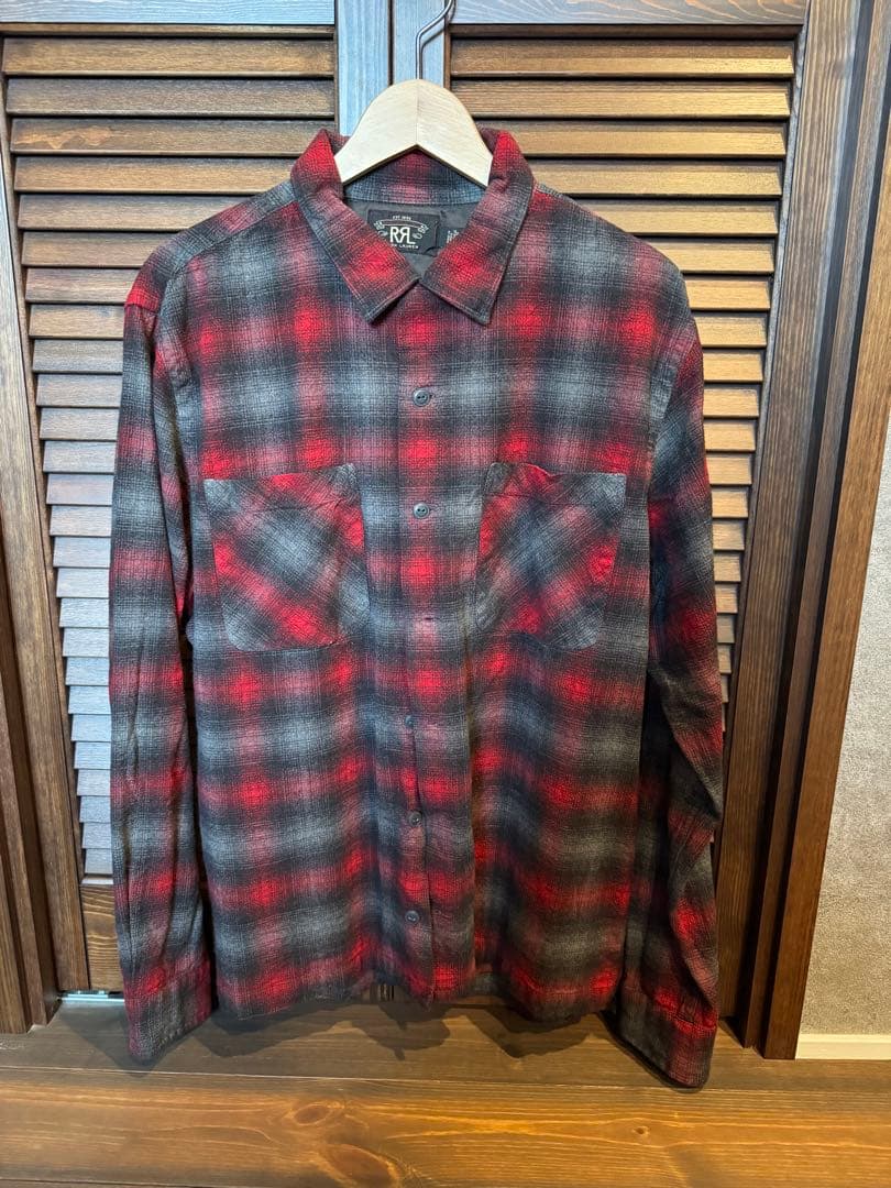 RRL チェックネルシャツ レッド×グレー×ブラック L 美L DOUBLE RL