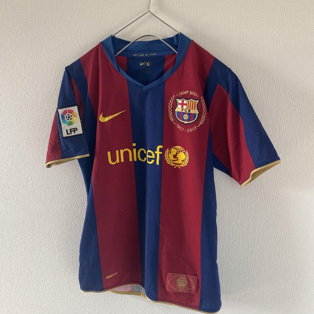 2007年バルセロナNIKEナイキサッカーゲームtシャツ半袖Lバルサメンズ半袖