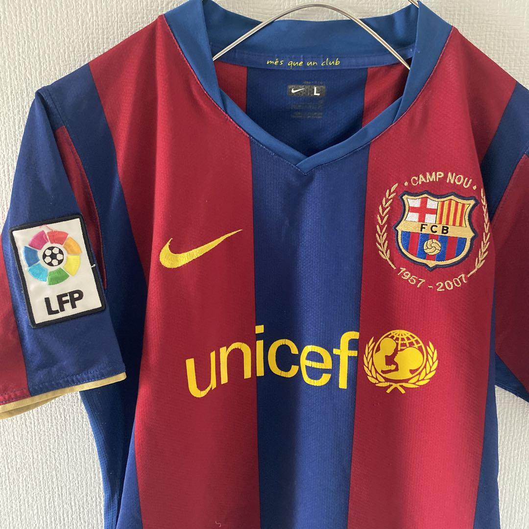 2007年バルセロナNIKEナイキサッカーゲームtシャツ半袖Lバルサメンズ半袖