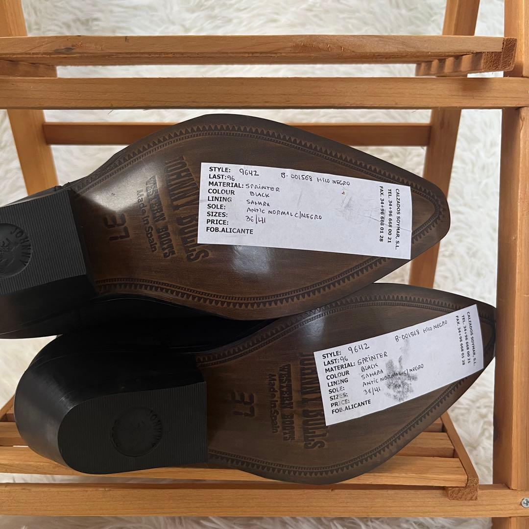 ジョニーブルズ ウエスタンブーツ 黒 37 ショートブーツ 23.5 ジョニーブルズ ウエスタンブーツ 黒 37 ショートブーツ 23.5