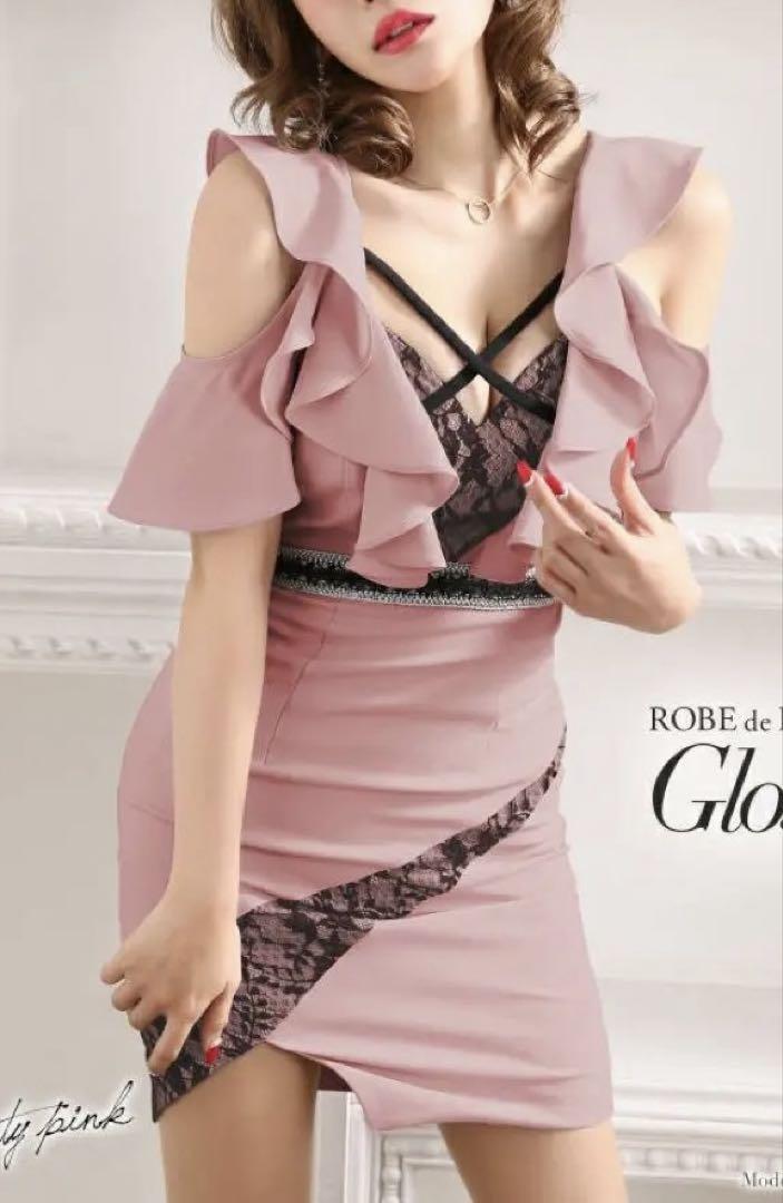 ROBE de FLEURS Glossy キャバドレス　ピンク M