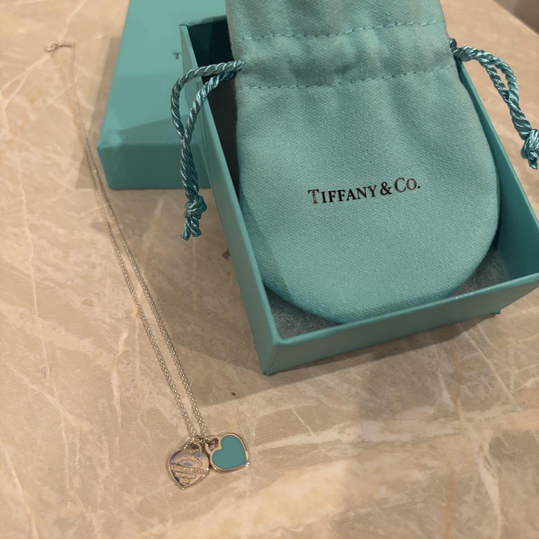 新品未使用】Tiffanyブルー ダブル ハート タグ ペンダント(ミニ
