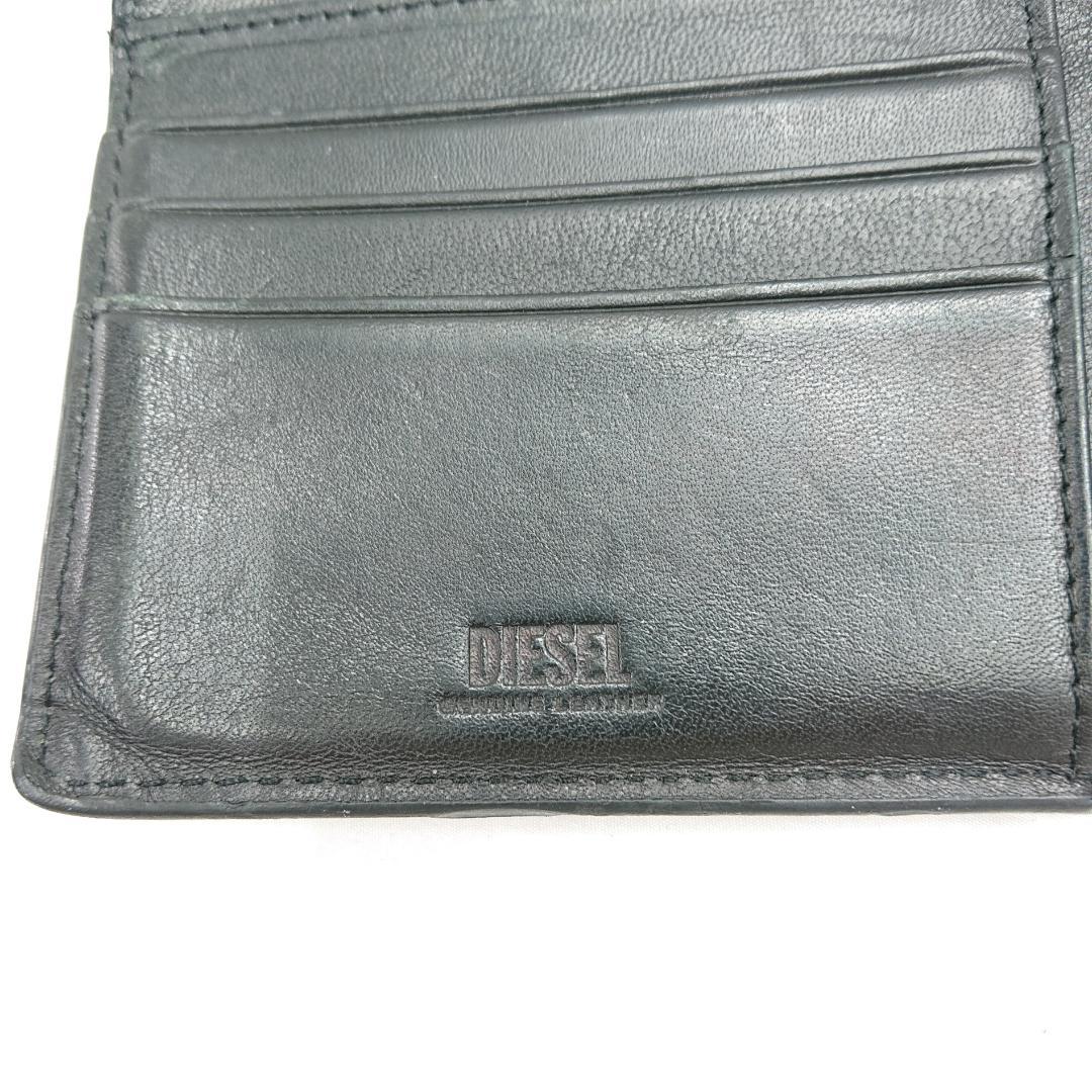 DIESEL Dロゴブラックレザー 二つ折り財布 短財布 - メルカリ