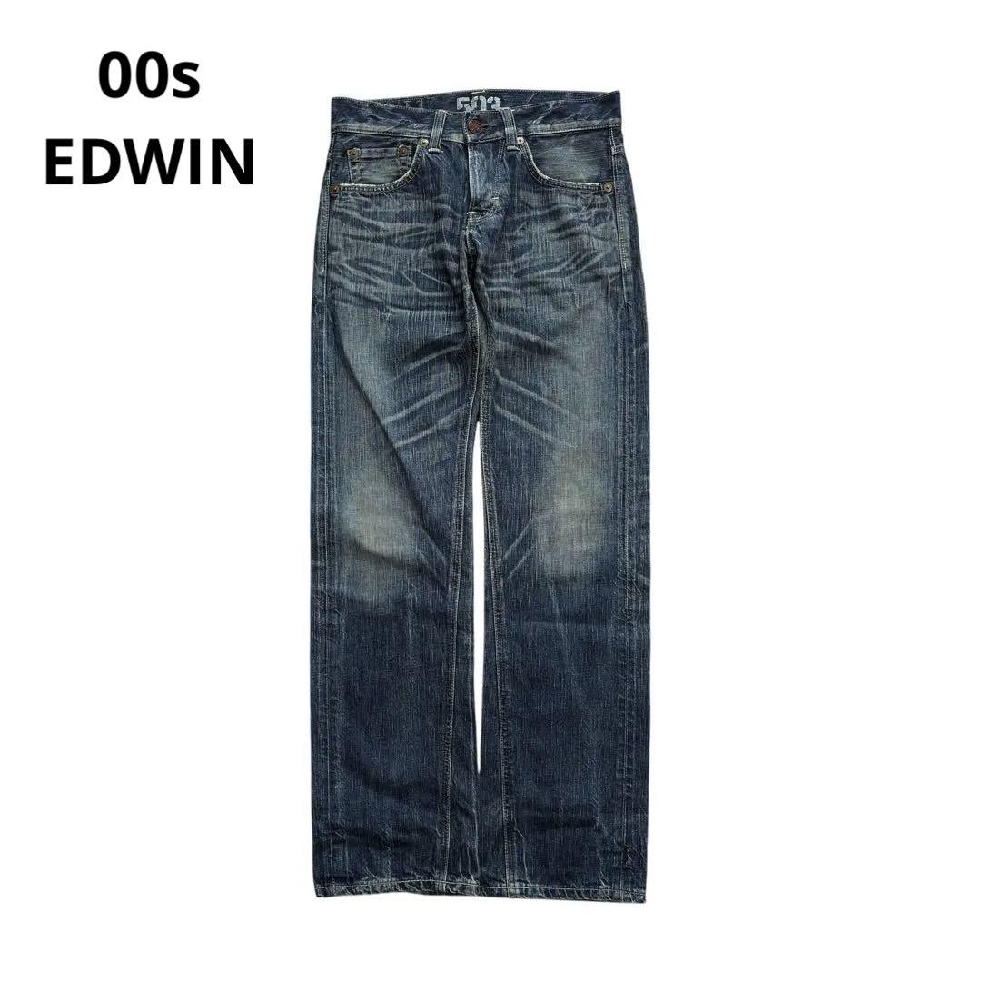 00s EDWIN grunge straight denim fade 5,695円