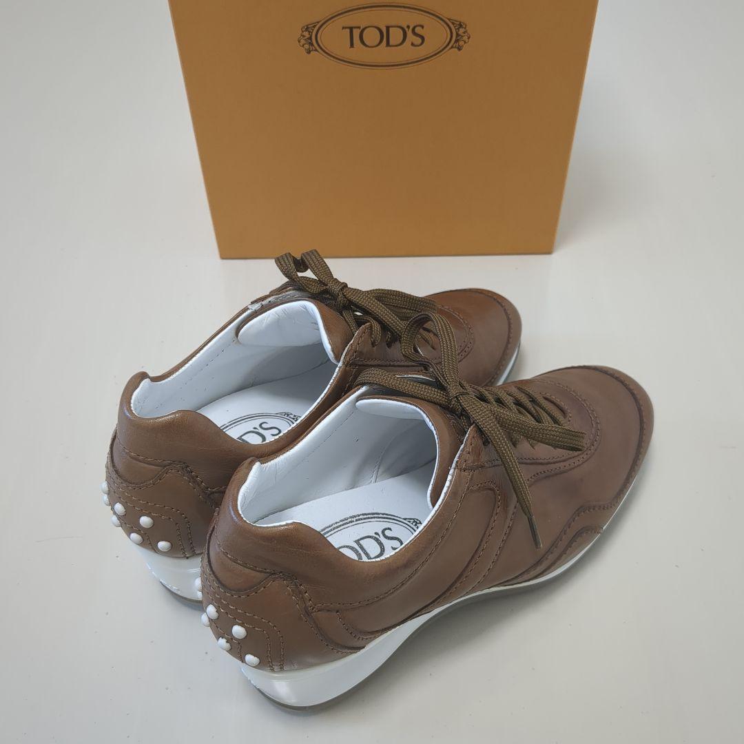 【美品】トッズ　コンフォートシューズ　本皮　レースアップ　ブラウン　22.5cm
