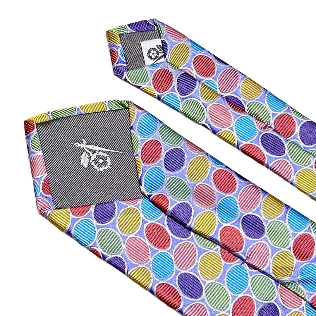 【新品】PENROSE ペンローズ ネクタイ マルチカラー 総柄 ビジカジ 紫