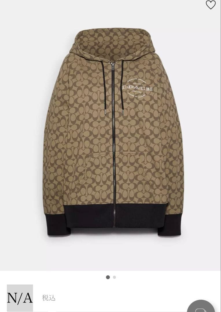 新品正規品COACH オール オーバー シグネチャー ジップ フーディーパーカー