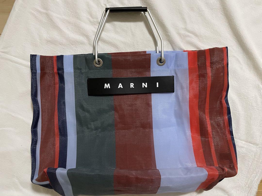 MARNI マルチカラーストライプトートバッグ ラッカーレッド