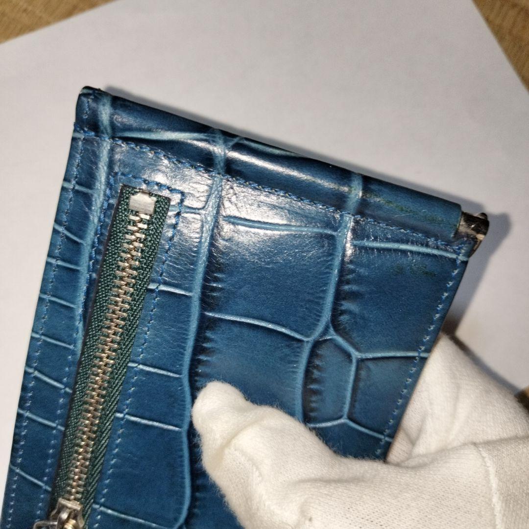 美品 レザーマネークリップ 小銭入れ付き