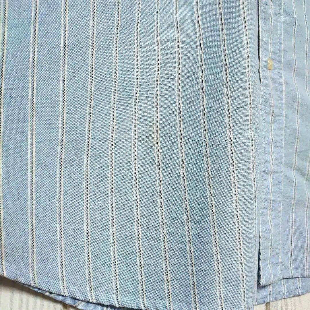 人気 ラルフローレン 長袖 シャツ 2XL相当 ブルー ストライプ 刺繍 古着 人気 ラルフローレン 長袖 シャツ 2XL相当 ブルー ストライプ 刺繍 古着