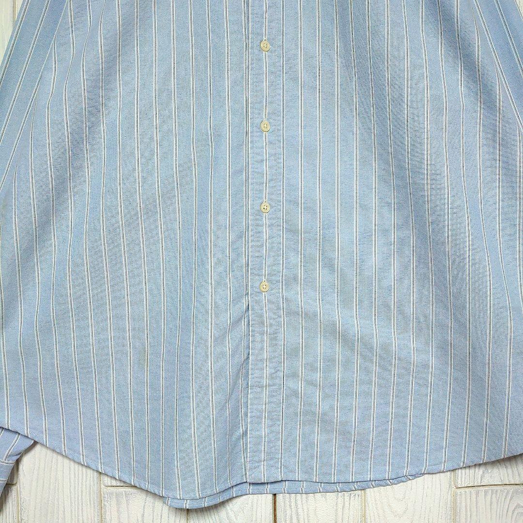 人気 ラルフローレン 長袖 シャツ 2XL相当 ブルー ストライプ 刺繍 古着 人気 ラルフローレン 長袖 シャツ 2XL相当 ブルー ストライプ 刺繍 古着