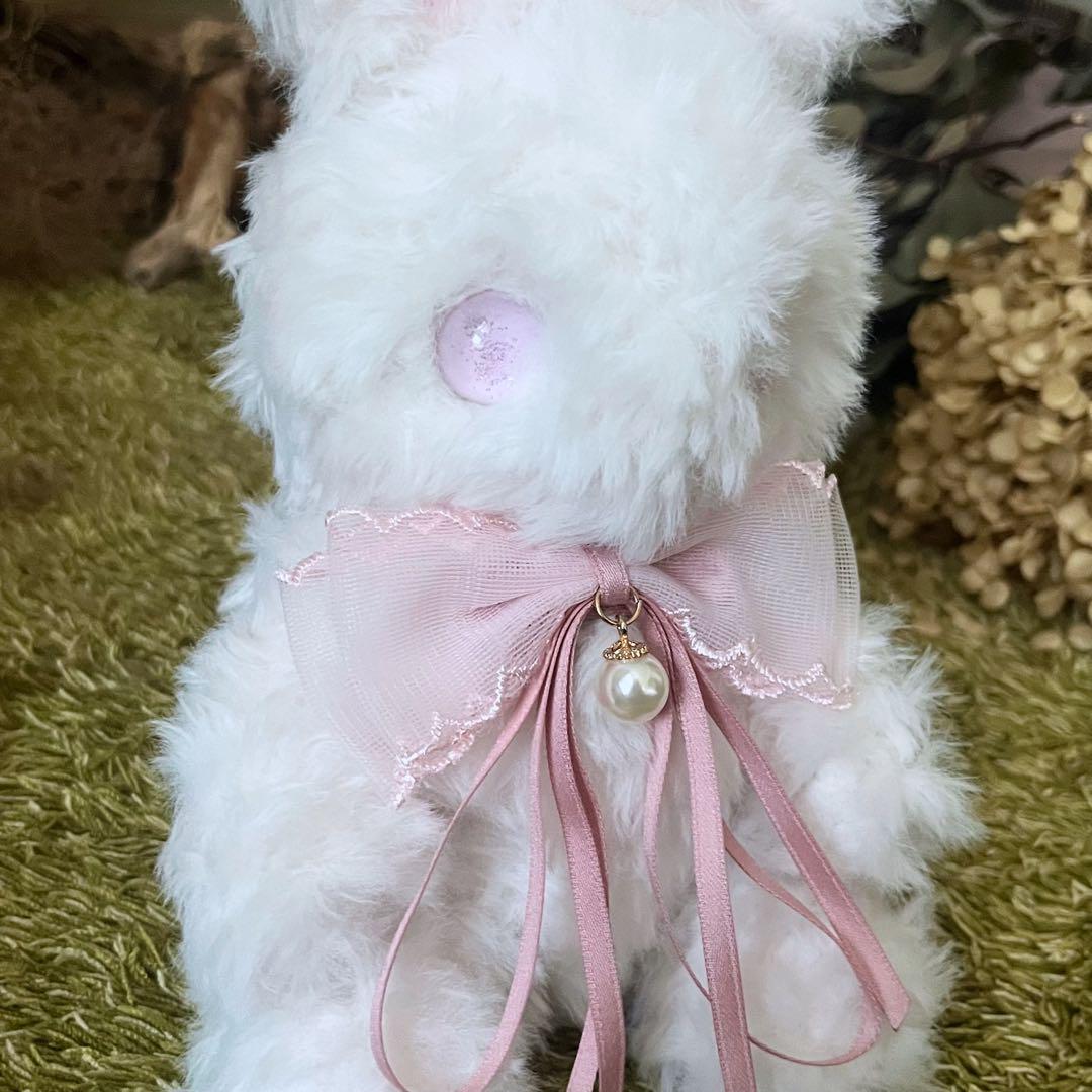 【即購入OK】硝子の瞳をもつ　ゆきうさぎのあみぐるみ