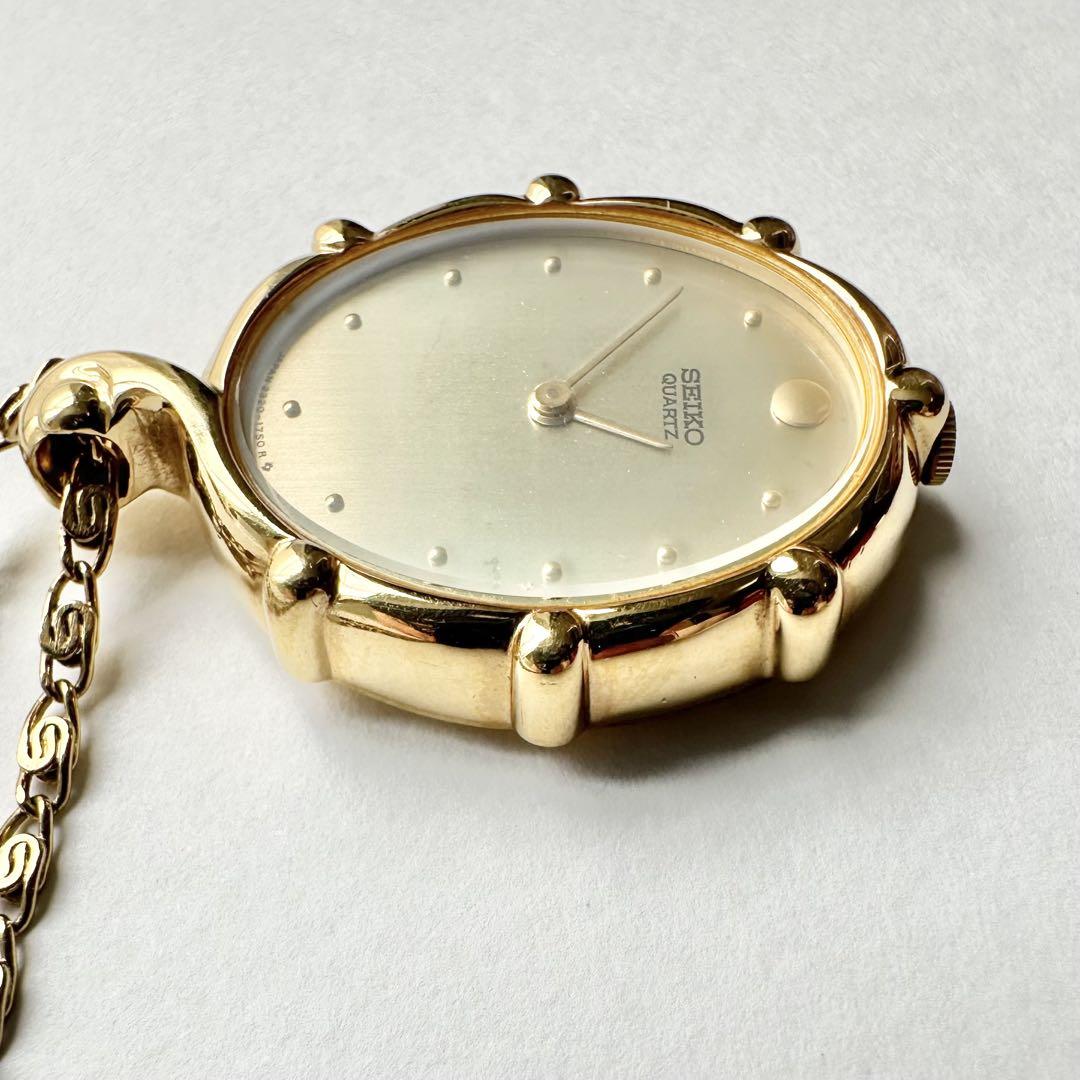 美品 SEIKO 新品電池 ネックレスウォッチ　懐中時計 2320-5950