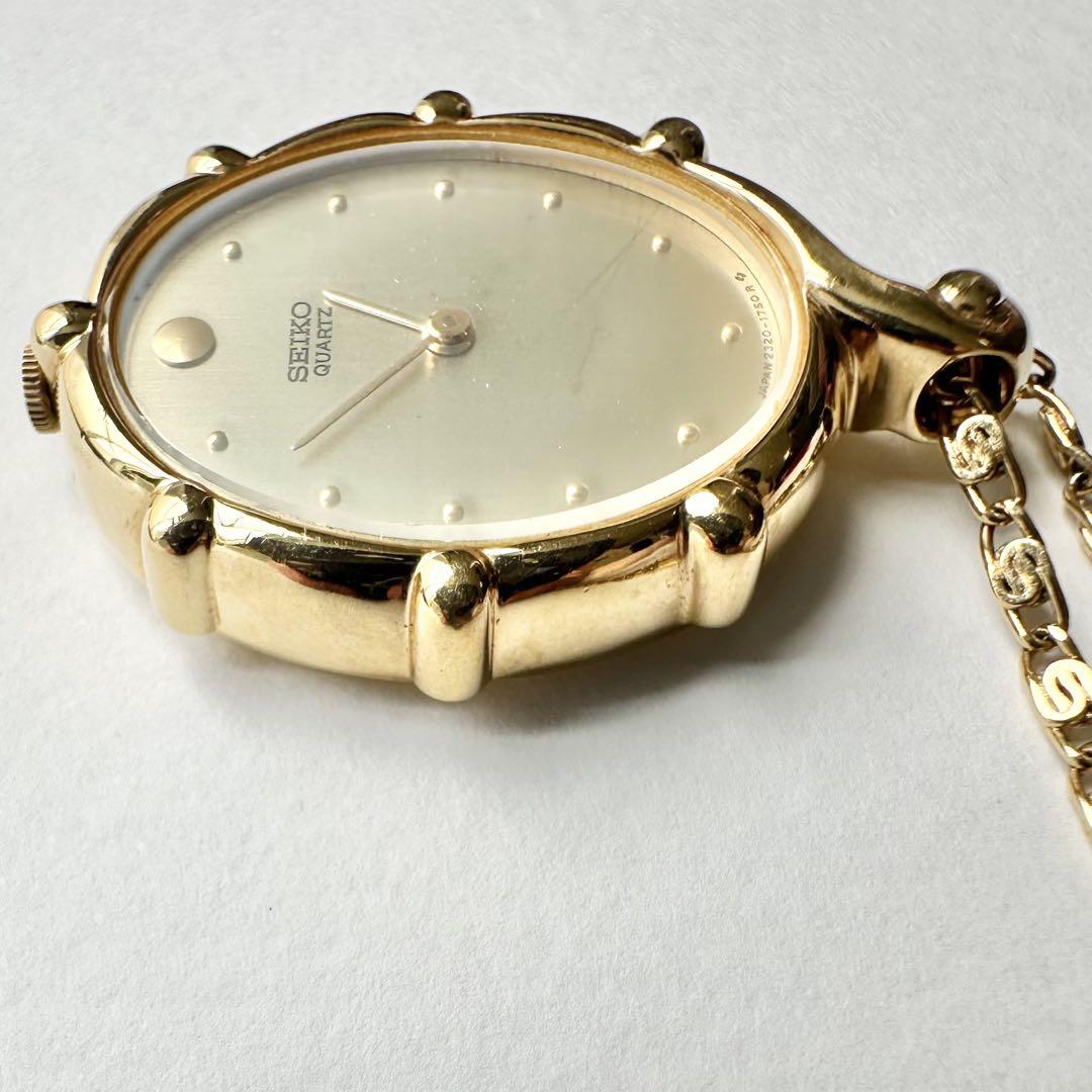 美品 SEIKO 新品電池 ネックレスウォッチ　懐中時計 2320-5950