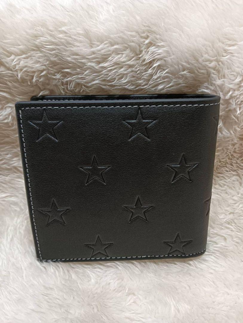 COACH 二つ折り財布 メンズ　ブラック 星柄