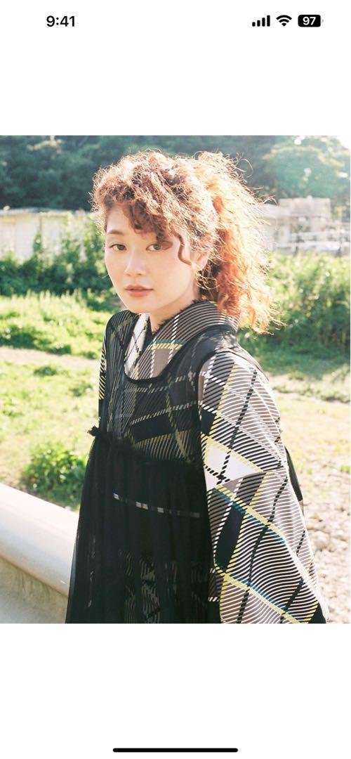 kimonobynadeshiko シアー割烹着ワンピース ブラック 黒